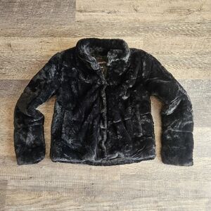 AMBIANCE Black Faux Fur Jacket Women Small